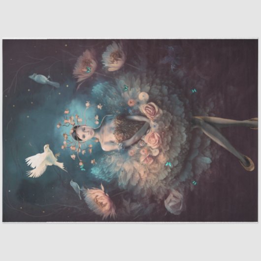 Ballerina droomt vogelpest Butterflies Tissuepapier (Voorkant)