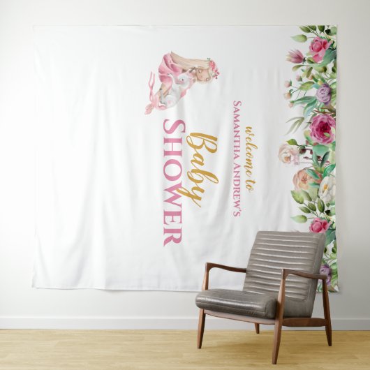 Ballerina & Eenhoorn Meisjesachtige Baby Shower Ac Wandkleed (In Situ (horizontaal))