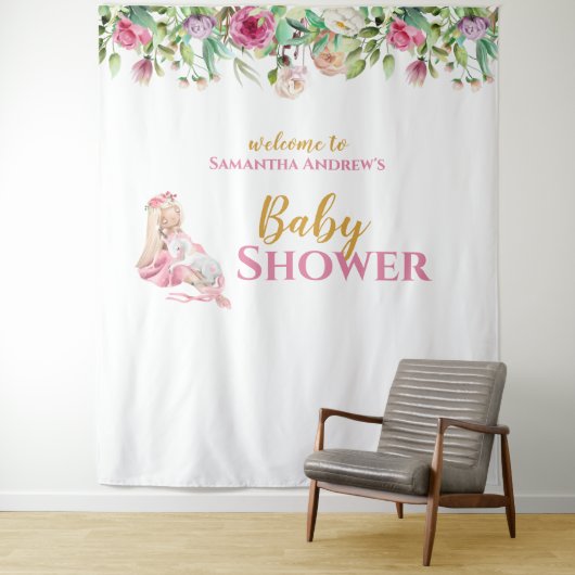 Ballerina & Eenhoorn Meisjesachtige Baby Shower Ac Wandkleed (In situ)