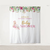 Ballerina & Eenhoorn Meisjesachtige Baby Shower Ac Wandkleed (Voorkant)