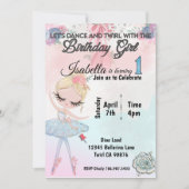 Ballerina Eerste verjaardag uitnodiging (Voorkant)