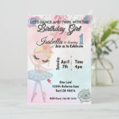 Ballerina Eerste verjaardag uitnodiging (Staand voorkant)