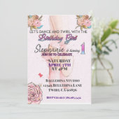 Ballerina Eerste verjaardagsuitnodiging Kaart (Staand voorkant)