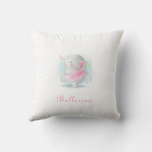 Ballerina Elephant Baby Girl Nursery Decor Cute Kussen (Achterkant)