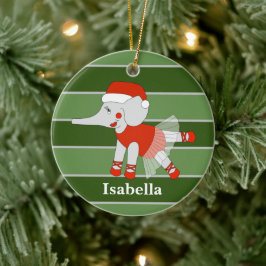 Ballerina Elephant met kerstmis Keramisch Ornament