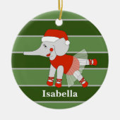 Ballerina Elephant met kerstmis Keramisch Ornament (Voorkant)