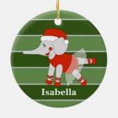 Ballerina Elephant met kerstmis Keramisch Ornament (Achterkant)