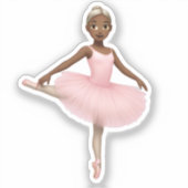 Ballerina emoji in roze tutu sticker (Voorkant)