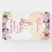 Ballerina en Baby Unicorn en Flowers Banner (Horizontaal)
