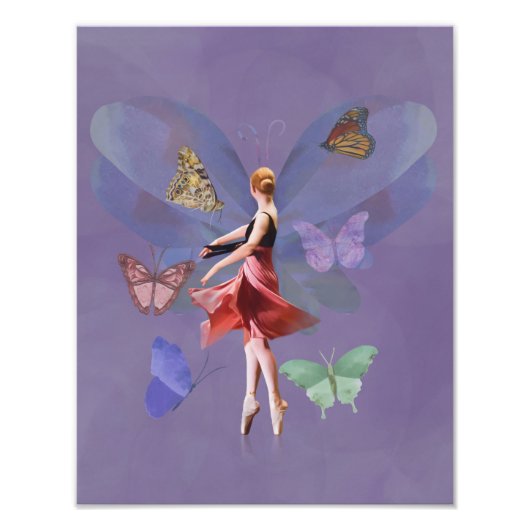 Ballerina en Butterflies Foto Afdruk (Voorkant)