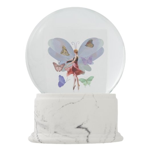 Ballerina en Butterflies Sneeuwbol (Achterkant)
