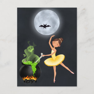 Ballerina en Cauldron Ballet Halloween Full Moon Briefkaart