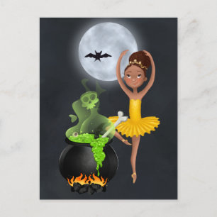 Ballerina en Cauldron Ballet Halloween Full Moon Briefkaart