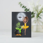 Ballerina en Cauldron Ballet Halloween Full Moon Briefkaart (Staand voorkant)