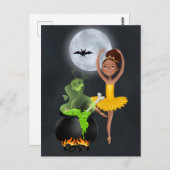 Ballerina en Cauldron Ballet Halloween Full Moon Briefkaart (Voorkant / Achterkant)