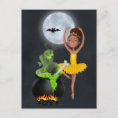 Ballerina en Cauldron Ballet Halloween Full Moon Briefkaart (Voorkant)