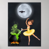 Ballerina en Cauldron Ballet Halloween Full Moon Poster (Voorkant)