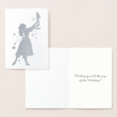 Ballerina en notenkraker dansen in de sneeuw folie kaarten (Display)