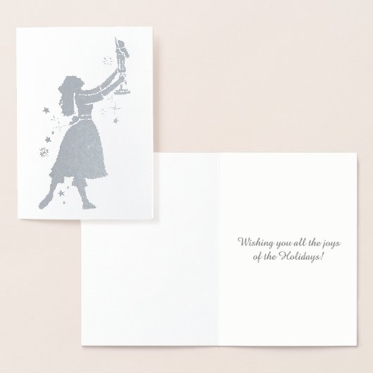 Ballerina en notenkraker dansen in de sneeuw folie kaarten (Display)