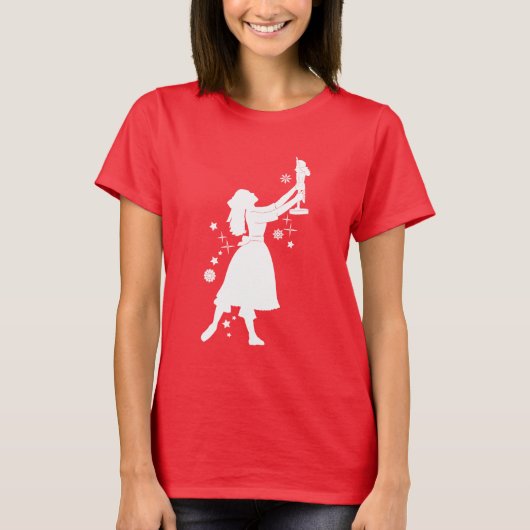 Ballerina en Nutcracker met Kerstmis T-shirt (Voorkant)