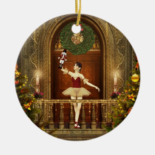 Ballerina en Nutkraker Ceramic Holiday Ornament (Voorkant)