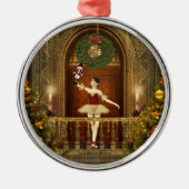 Ballerina en Nutkraker Rond Zilver Ornament (Voorkant)