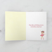 Ballerina en Pink Flowers Balletverjaardag Kaart (Binnen)