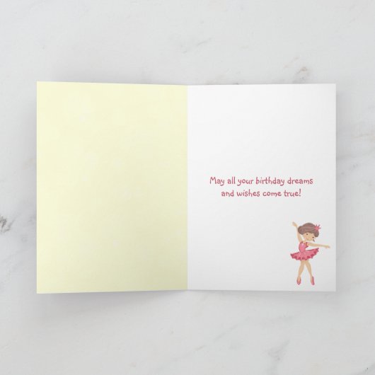 Ballerina en Pink Flowers Balletverjaardag Kaart (Binnen)