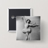 Ballerina en pointe B&W Vierkante Button 5,1 Cm (Voorkant /achterkant)