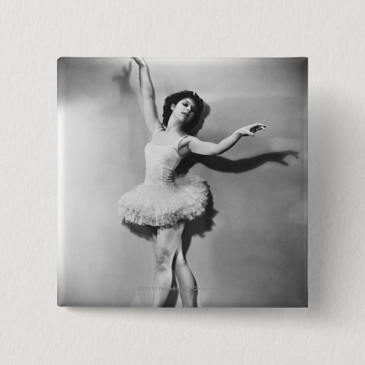 Ballerina en pointe B&W Vierkante Button 5,1 Cm (Voorkant)