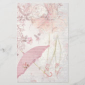 Ballerina en Pointe met Roze Parasol Bloemenvoerin Briefpapier (Voorkant)