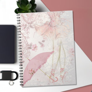 Ballerina en Pointe Pink Parasol Floral Notitieboek