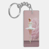 Ballerina en Roos Gepersonaliseerd monogram Sleutelhanger (Voorkant Links)