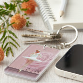 Ballerina en Roos Gepersonaliseerd monogram Sleutelhanger (Voorkant Rechts)