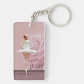 Ballerina en Roos Gepersonaliseerd monogram Sleutelhanger (achterkant)