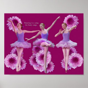 Ballerina en Roze Mums Poster