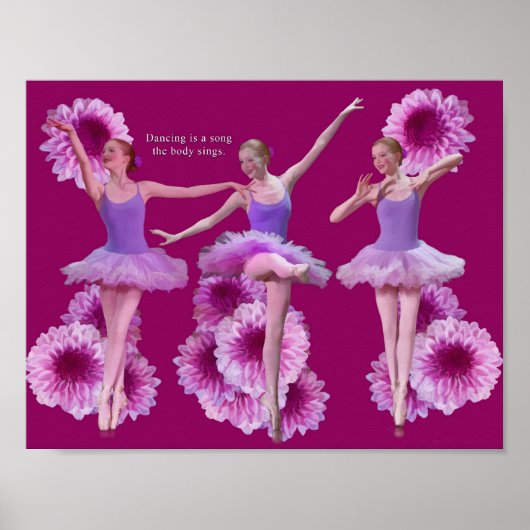 Ballerina en Roze Mums Poster (Voorkant)