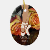 Ballerina en Rozen En Pointe Ballet Kerstmis Keramisch Ornament (Achterkant)