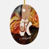 Ballerina en Rozen En Pointe Ballet Kerstmis Keramisch Ornament (Voorkant)