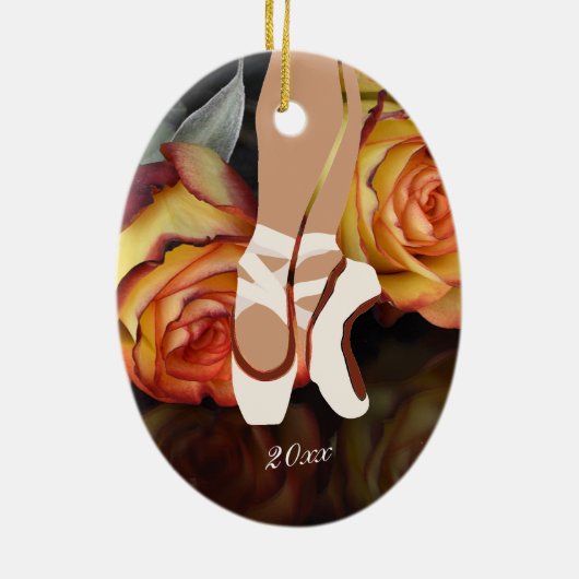 Ballerina en Rozen En Pointe Ballet Kerstmis Keramisch Ornament (Achterkant)