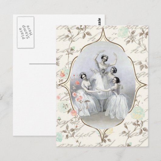  Ballerina en Typografie Briefkaart (Voorkant / Achterkant)