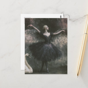 Ballerina en Zwaan Fantasie Briefkaart