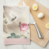 Ballerina Fairy met roze grenzen Theedoek (Quarter Fold)