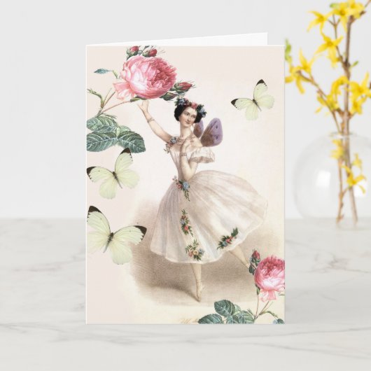 Ballerina Fairy Verjaardag Kaart (Gele Bloem)