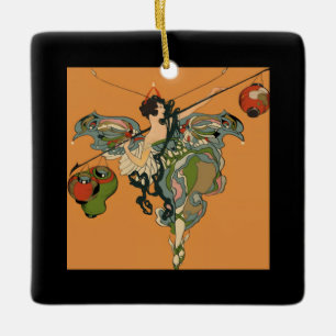 Ballerina Fee Met Lantaarns Keramisch Ornament