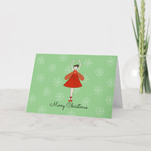 Ballerina Fee Sneeuwvlokken Kerstmis Feestdagen Kaart
