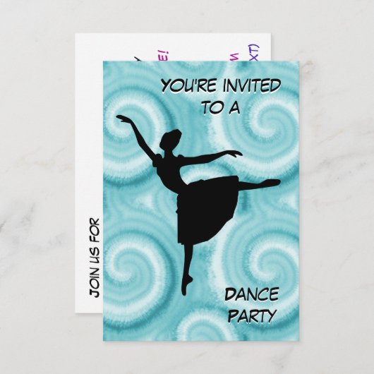 Ballerina Feest Uitnodiging (Voorkant / Achterkant)