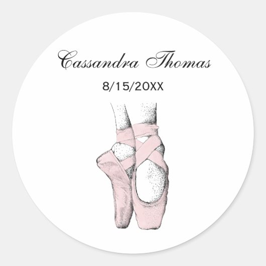 Ballerina Feet on Pointe #1 Lt Roze Ronde Sticker (Voorkant)