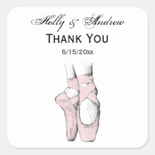 Ballerina Feet on Pointe #1 Lt Roze Vierkante Sticker