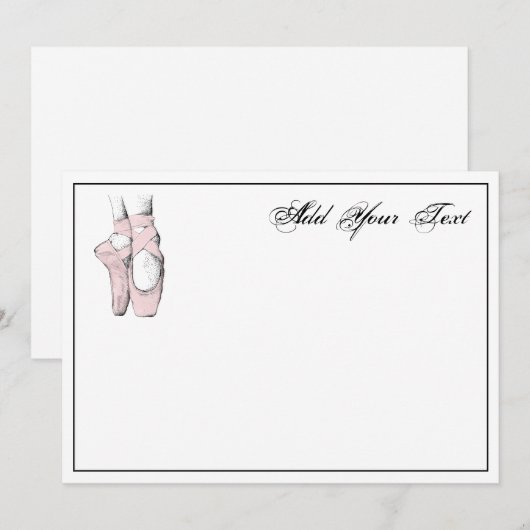 Ballerina Feet on Pointe #2 Lt roze Note Kaart Notitiekaartje (Voorkant / Achterkant)